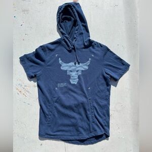 Men's Under Armour x Project Rock Hoodie Blue S Bull Gym Activewear Weight Fit